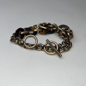 Chloe + Isabel MultiStrand Gold Plated Chain Tortoise Shell Link Toggle Bracelet